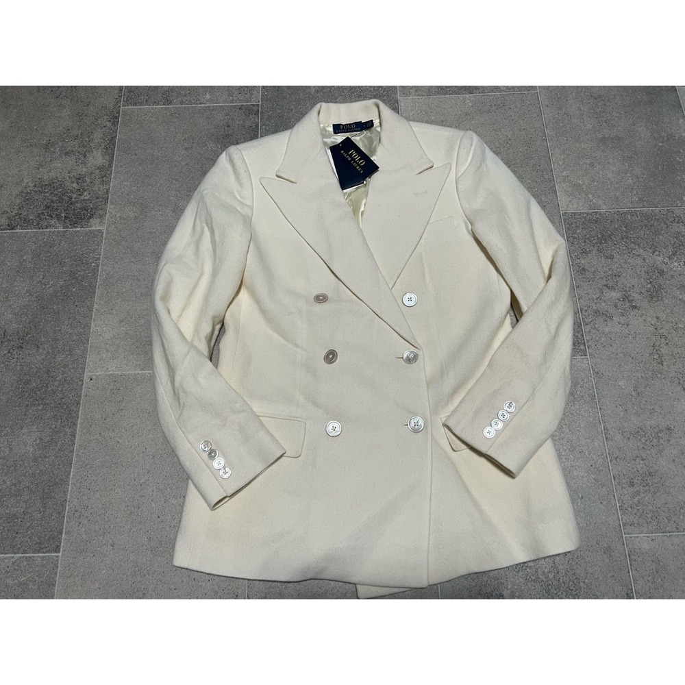 Polo‎ Ralph Lauren Women's Wool  Double Breasted Blazer Cream - Size 6